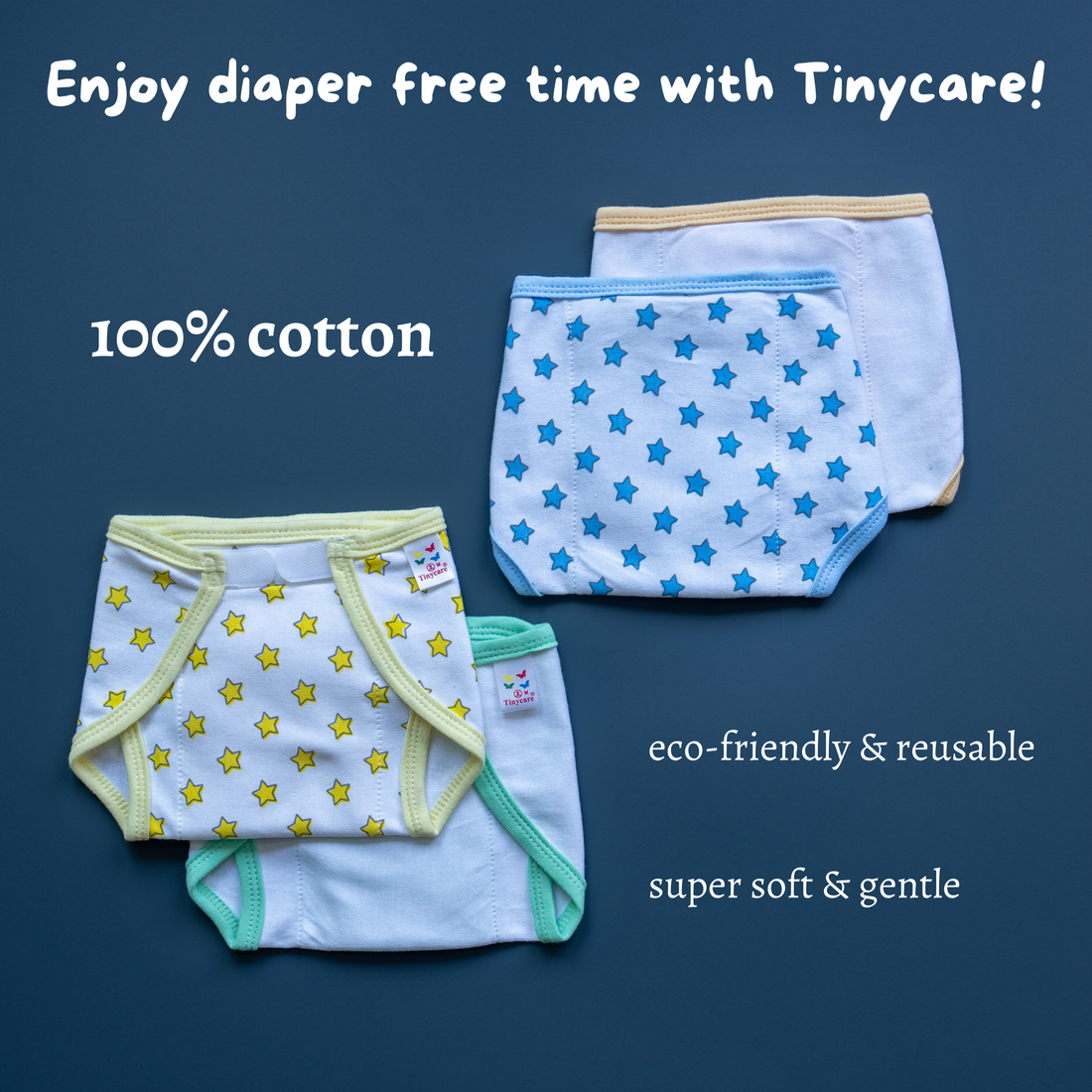 Tinycare Super Soft Knitted Star Print Basic Langot with Velcro