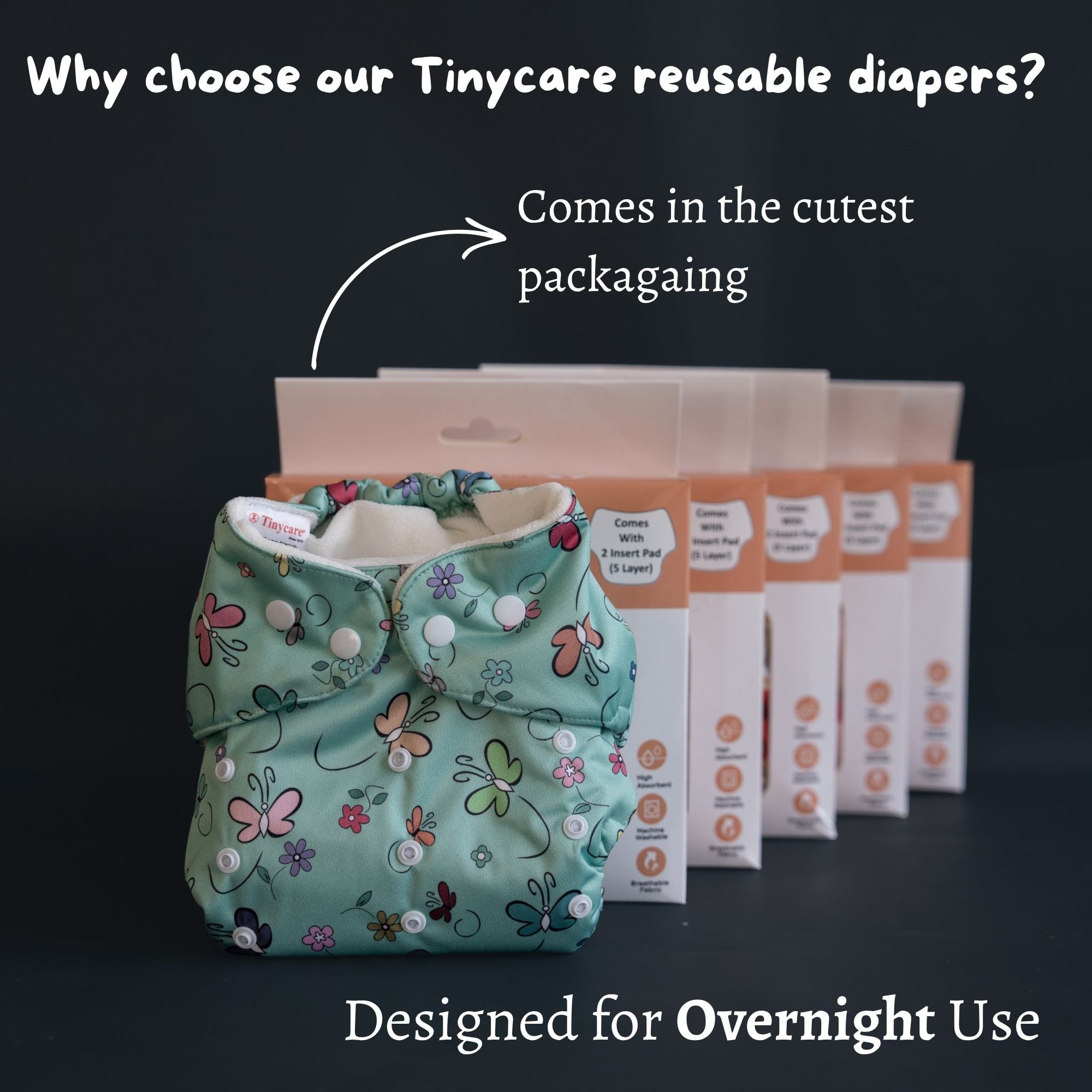 Tinycare Premium Peachy Pink All-Night Cloth Diaper