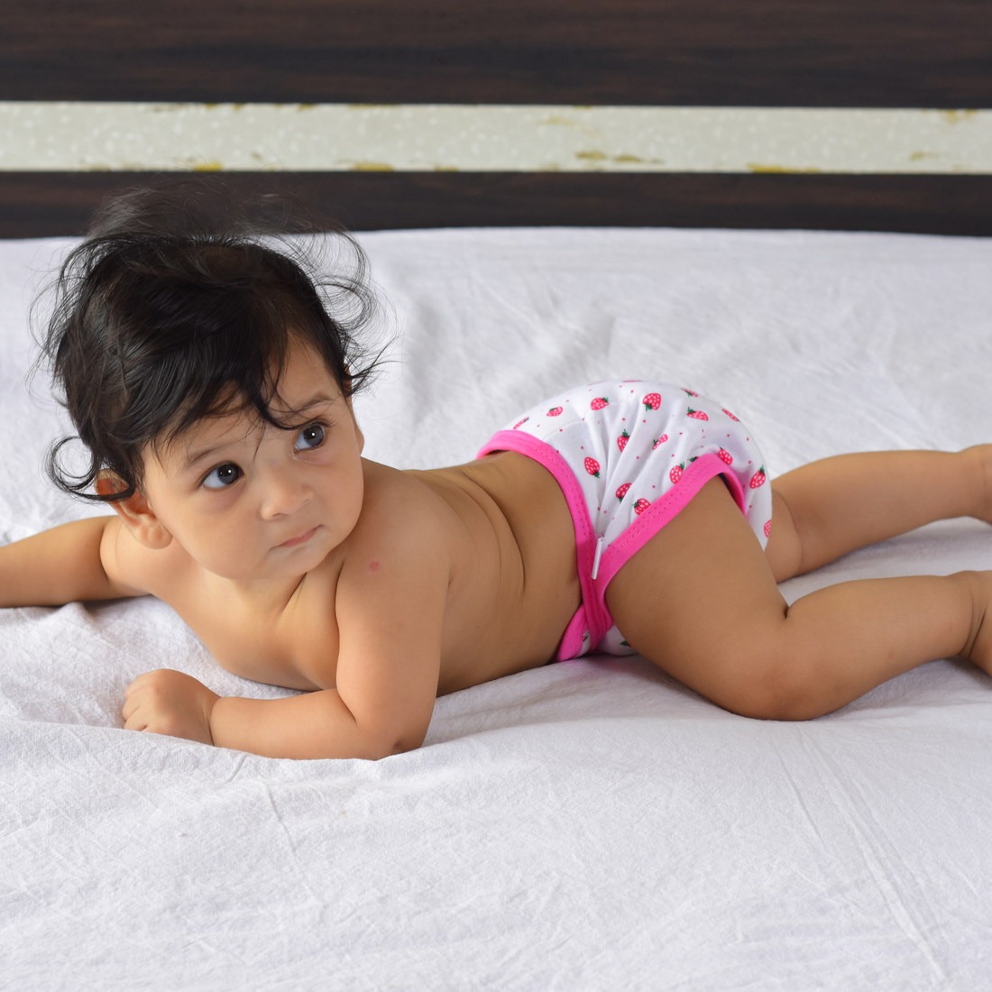 Tinycare Ultra Soft Knitted Strawberry Print cushion comfort Langot with strings