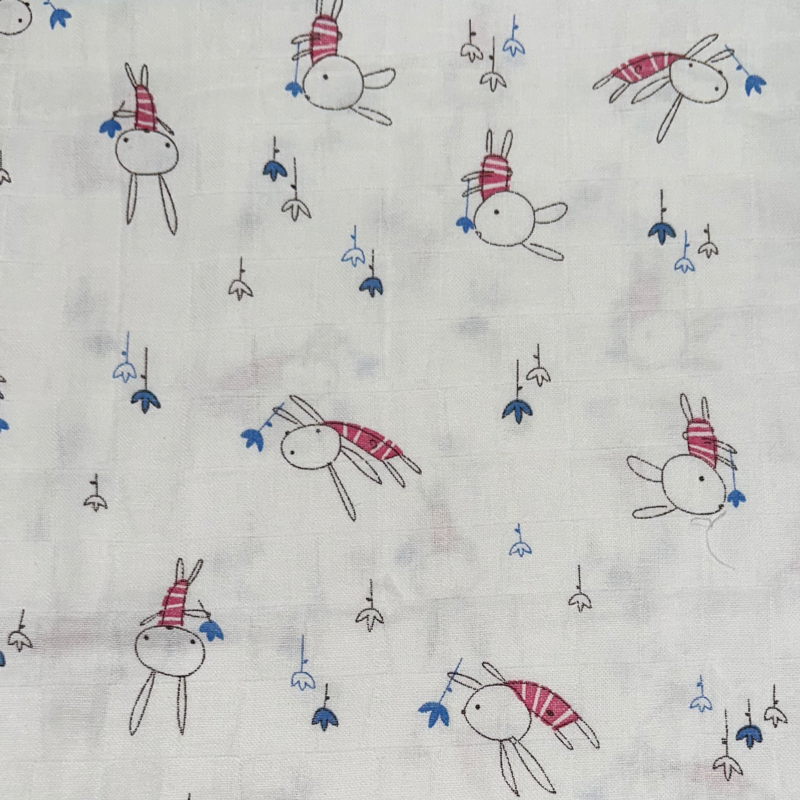 White Printed Square Muslin Nappies (Pack of 5)