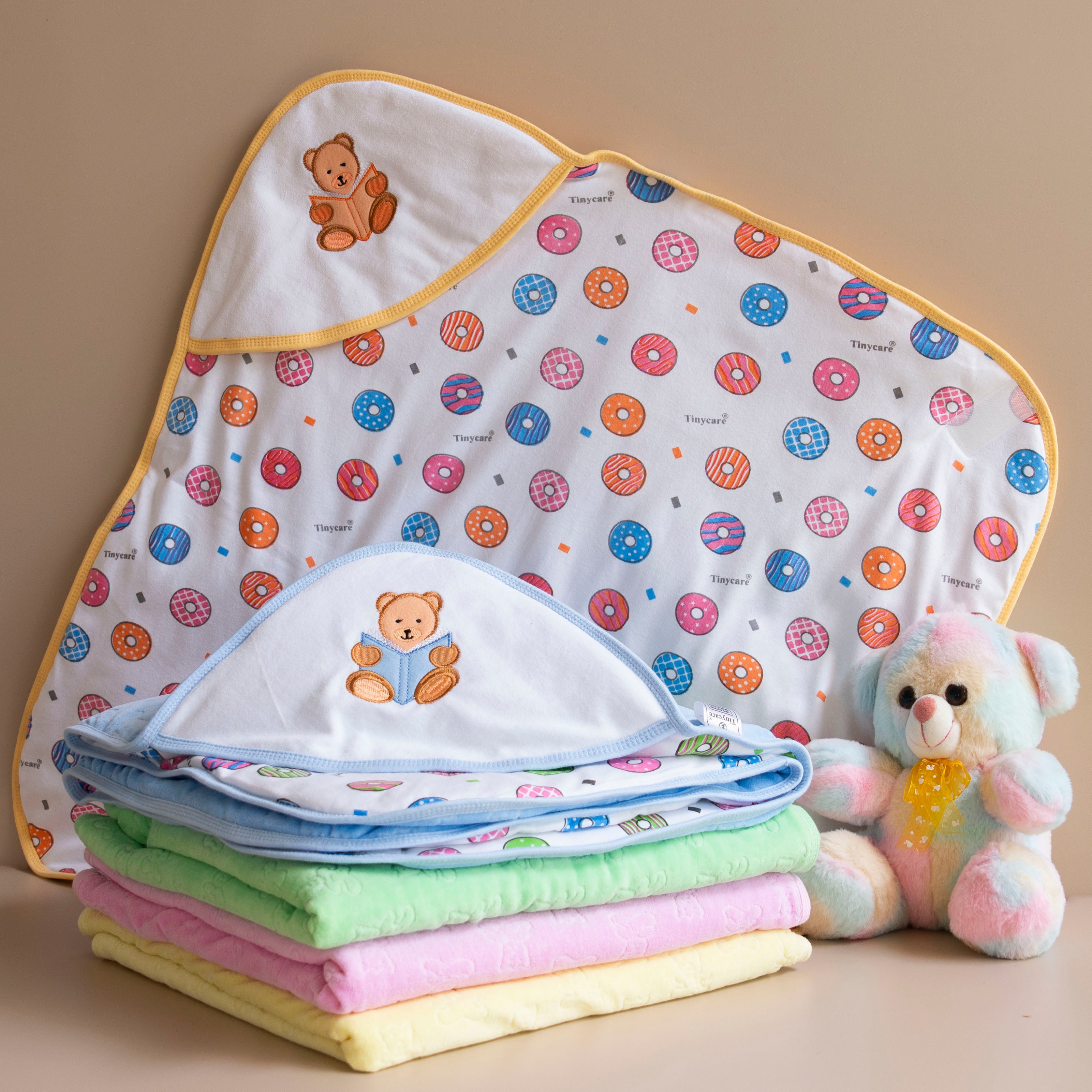 Tinycare Hooded Donut Print Cotton Baby Wrapper