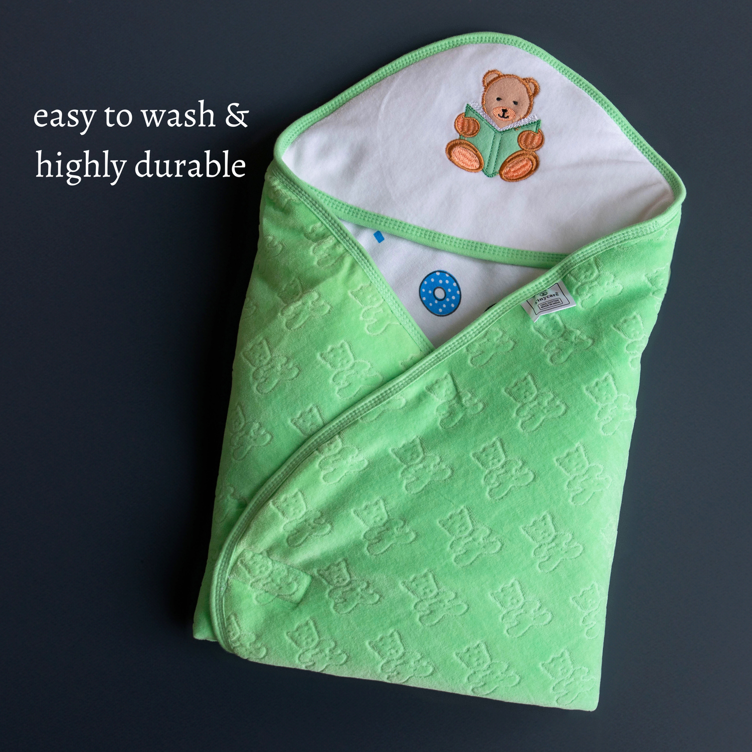 Tinycare Hooded Donut Print Cotton Baby Wrapper