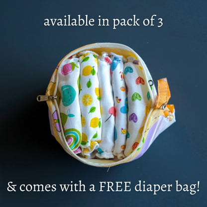 Tinycare Premium High Absorbent swift dry Muslin Nappy (Pack of 3)