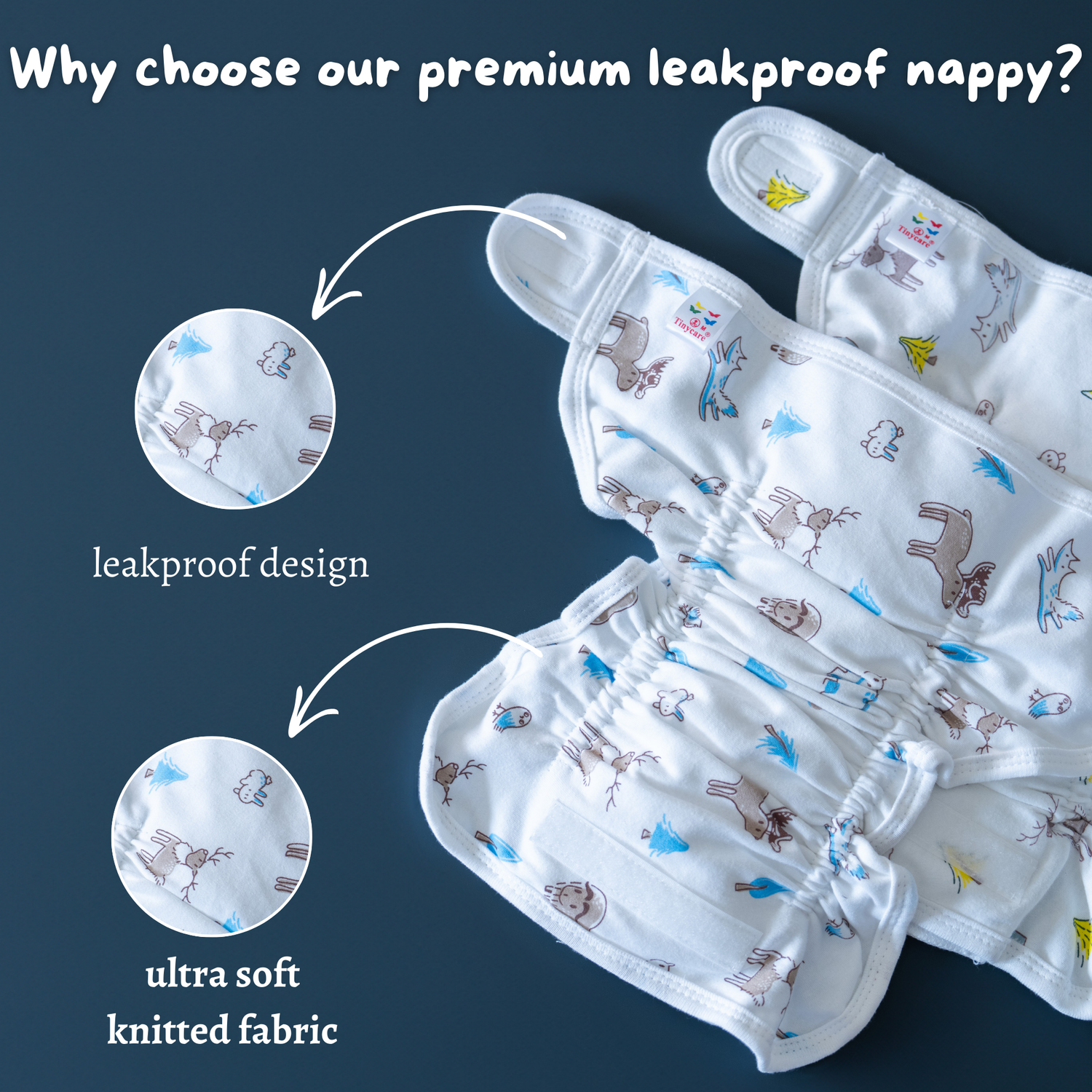 Tinycare Premium Leakproof with quick dry pad Nappy