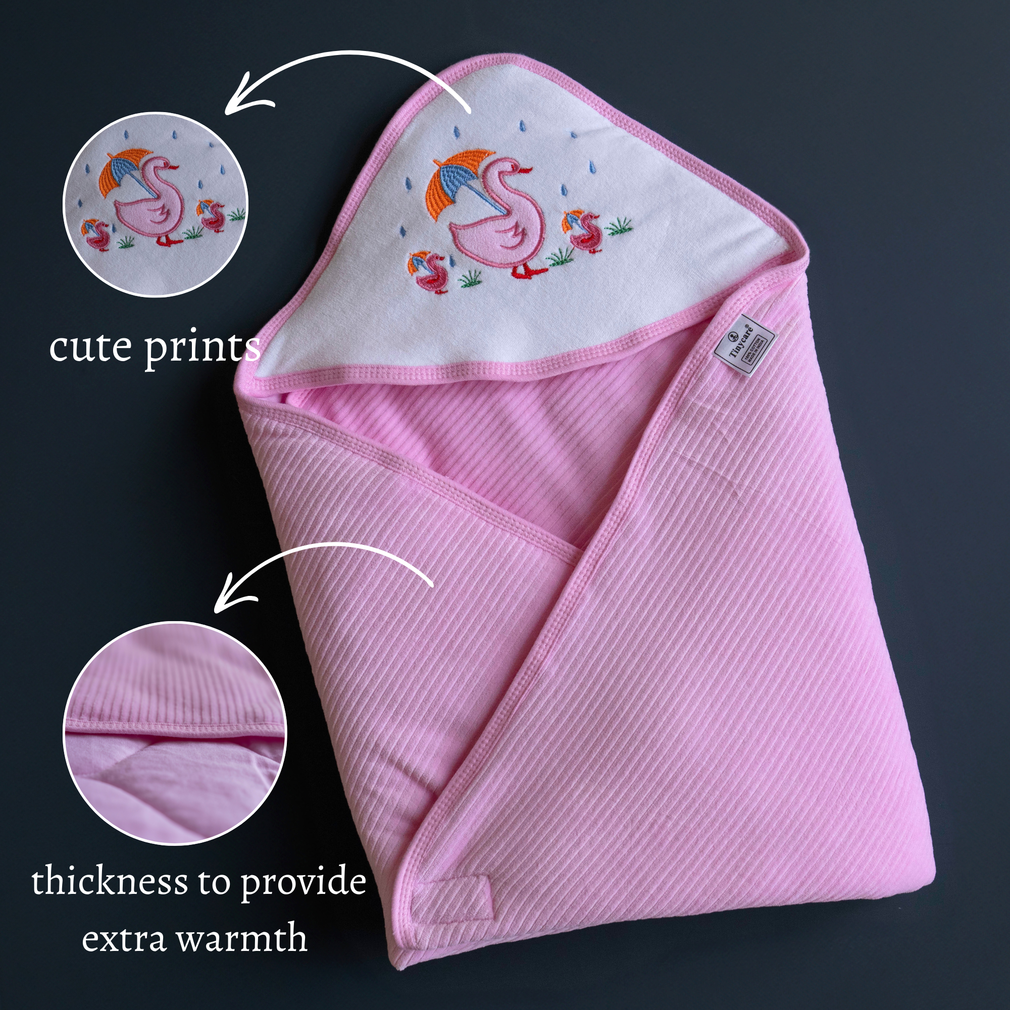 Tinycare Cozy Hooded Velour Baby Wrapper