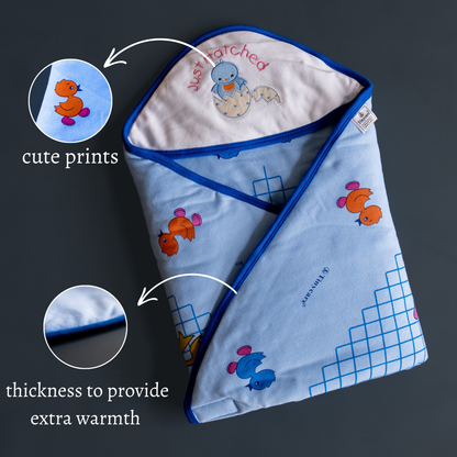 Tinycare Hooded Cozy and Warm Color Printed Cotton Baby Wrapper