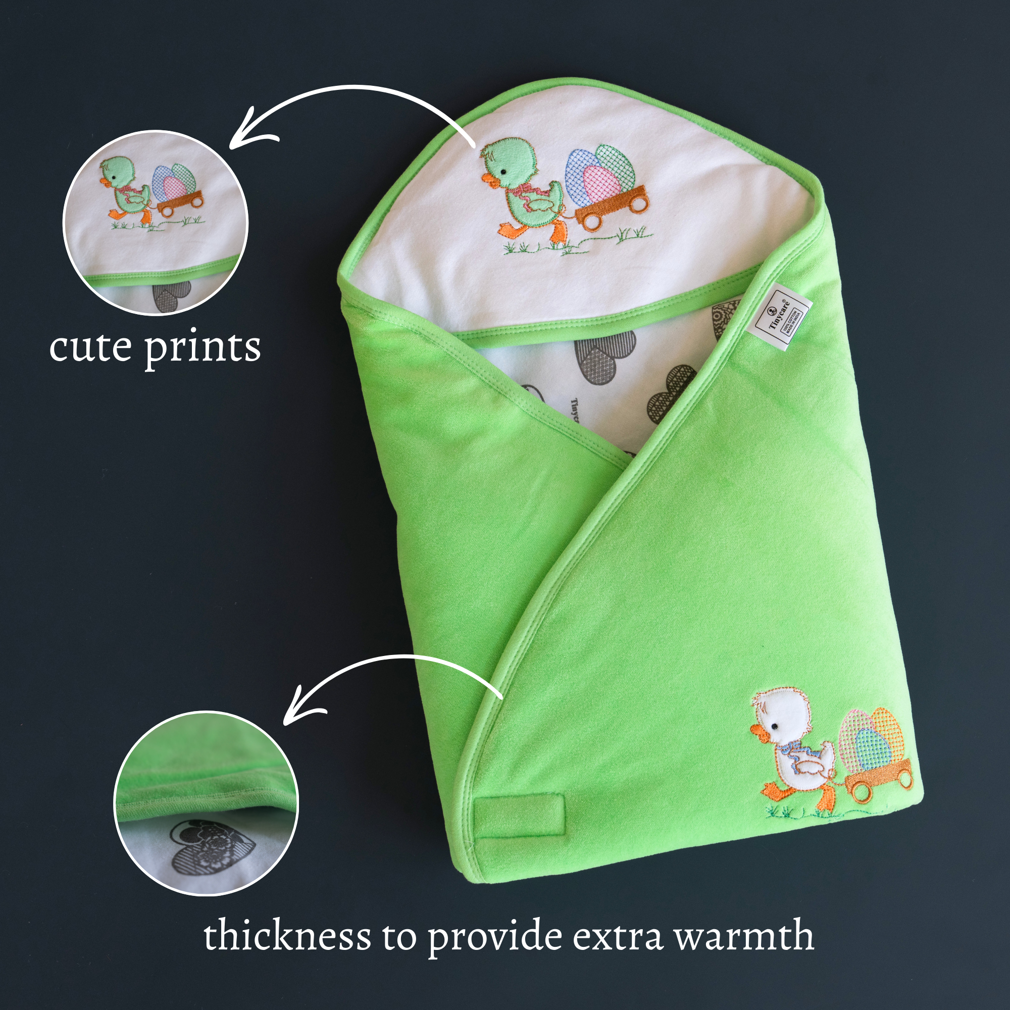 Tinycare Hooded Cozy and Warm Chariot Print Cotton Baby Wrapper