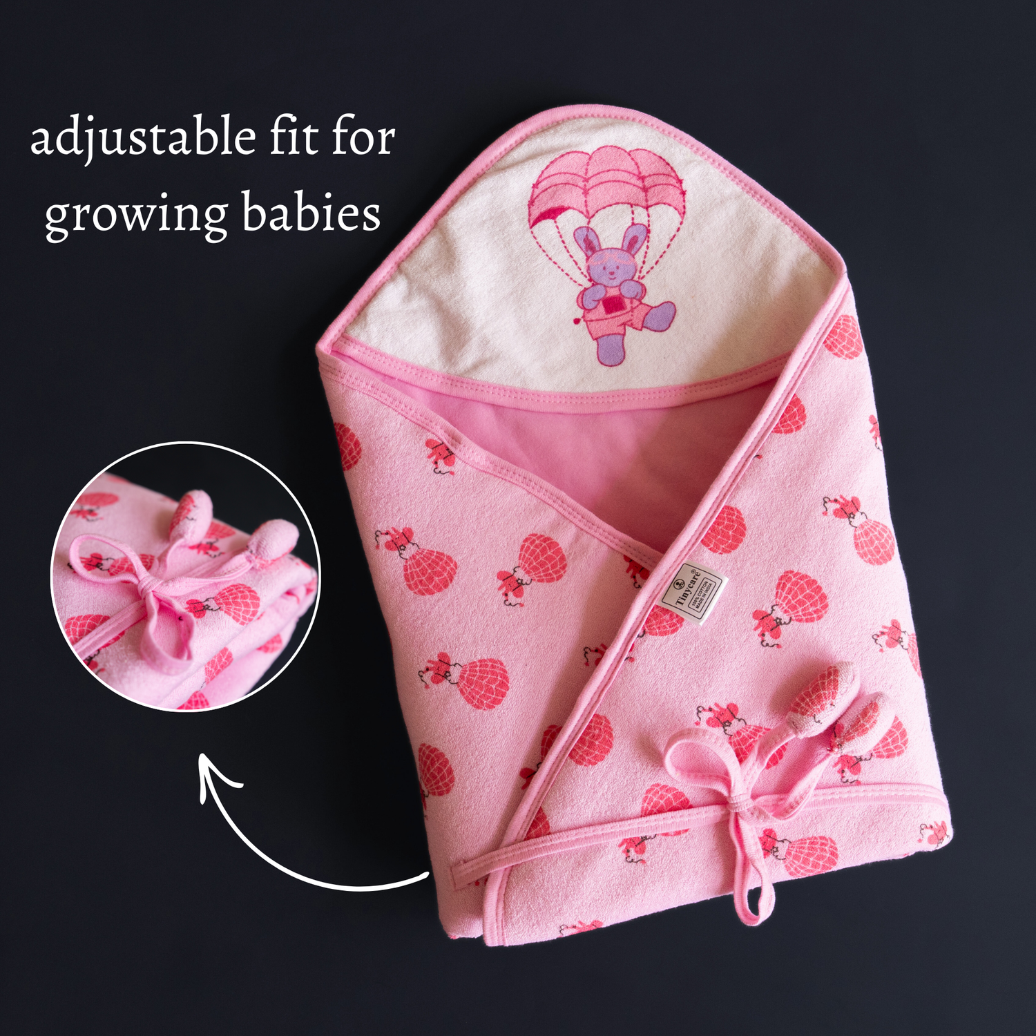 Tinycare Parachute Color Print Hooded Terry Baby Wrapper