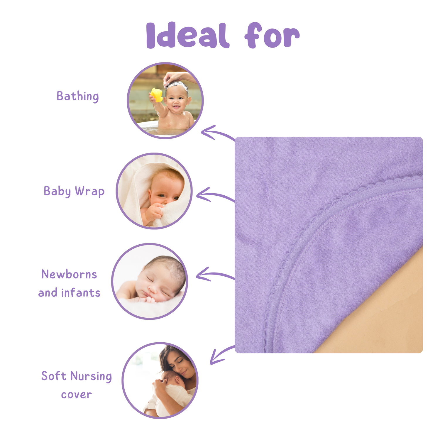 Tinycare soft double terry hooded baby towel