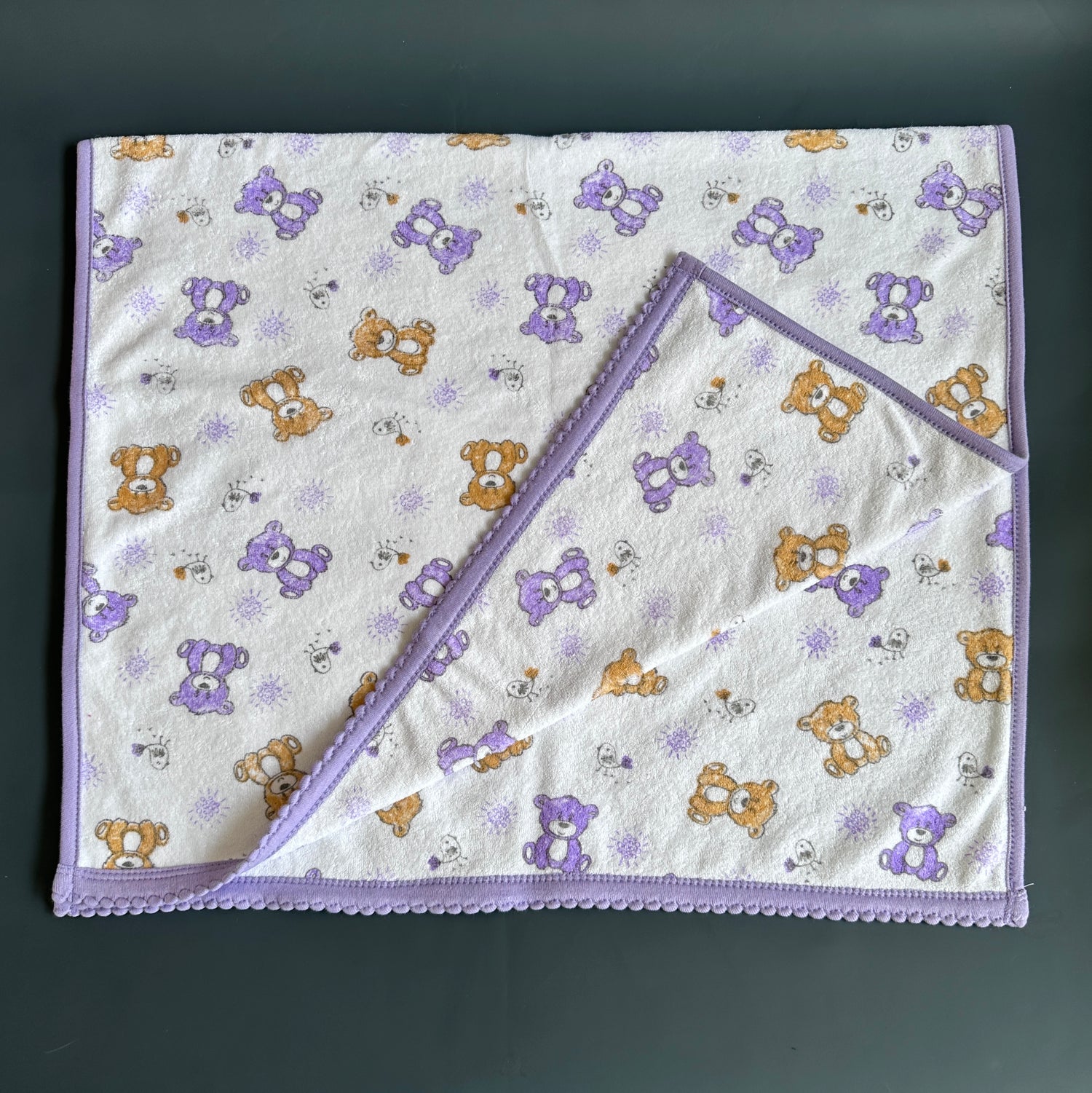 Baby Towel (Double layer Terry)white printed