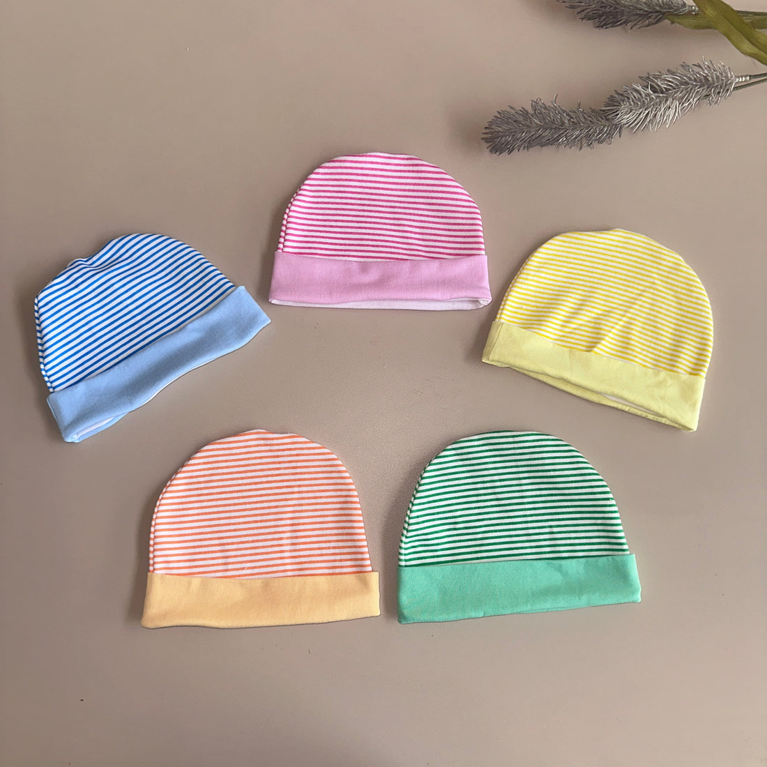 TinyCare Interlock Striped Baby Caps