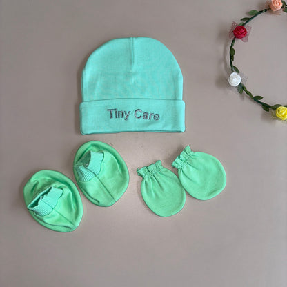 Comfy Essentials: Baby Cap, Booties and Mittens Set