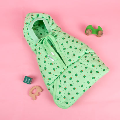 Soft cotton baby hooded towel strawberry print