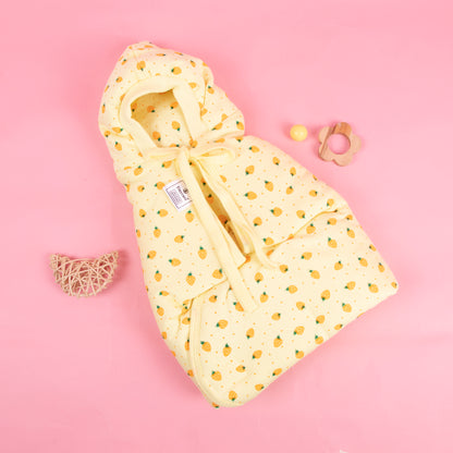 Soft cotton baby hooded towel strawberry print