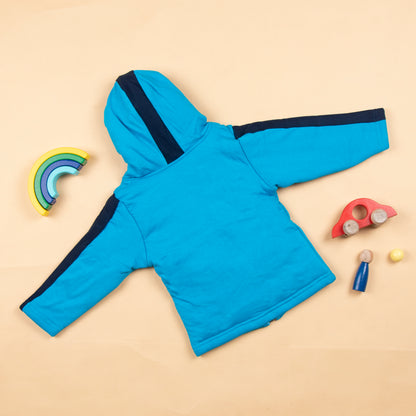 Baby Teddy Hoodie With Zipper - Blue