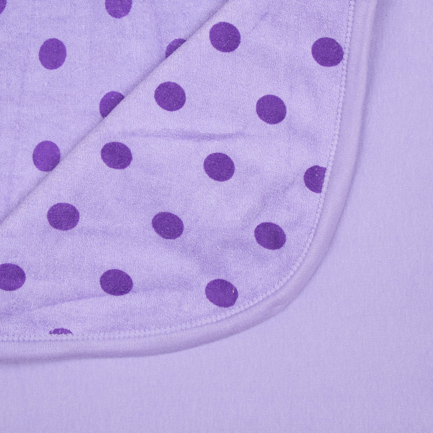 Soft interlock with terry baby hooded towel with polka dots