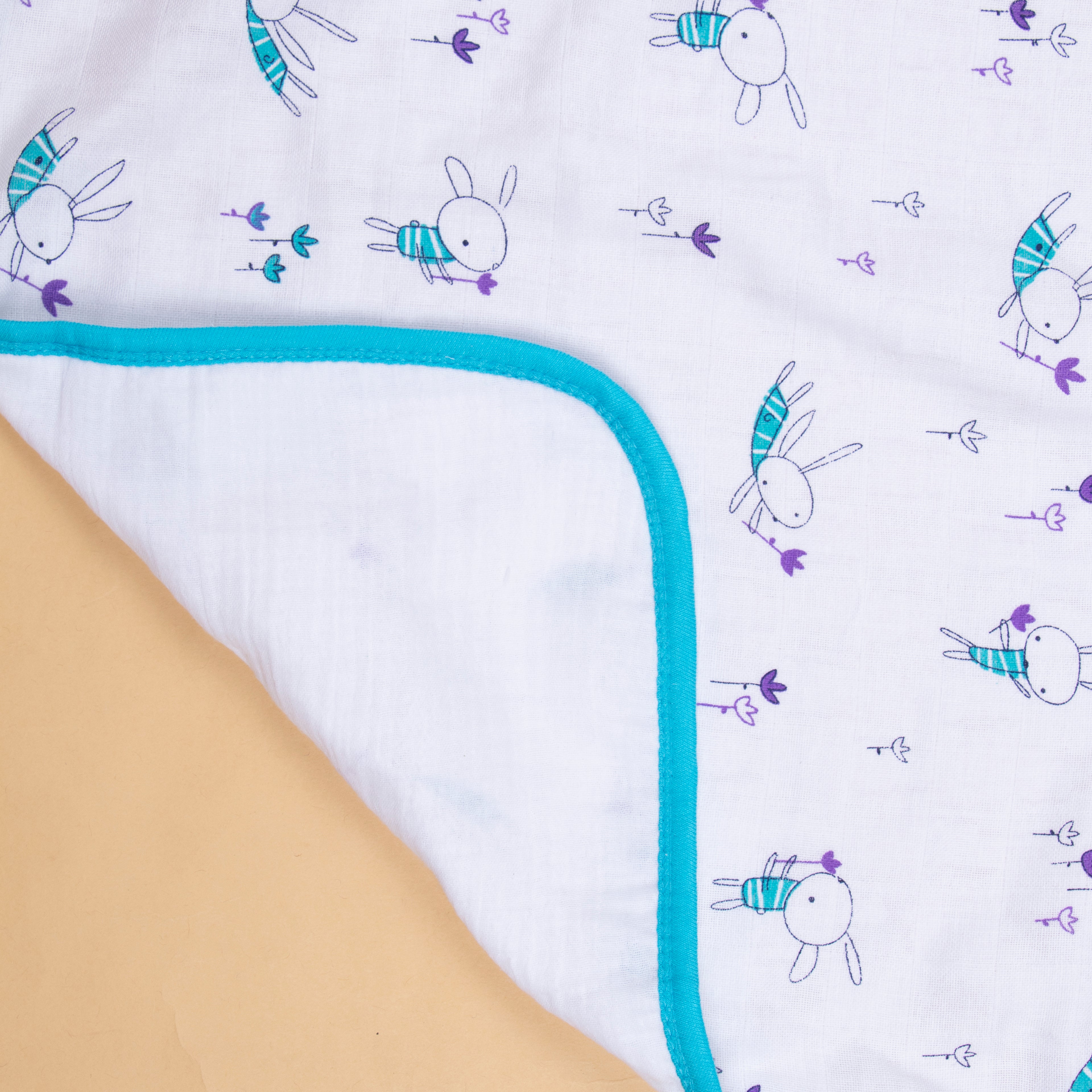 Baby Towel Muslin White Printed