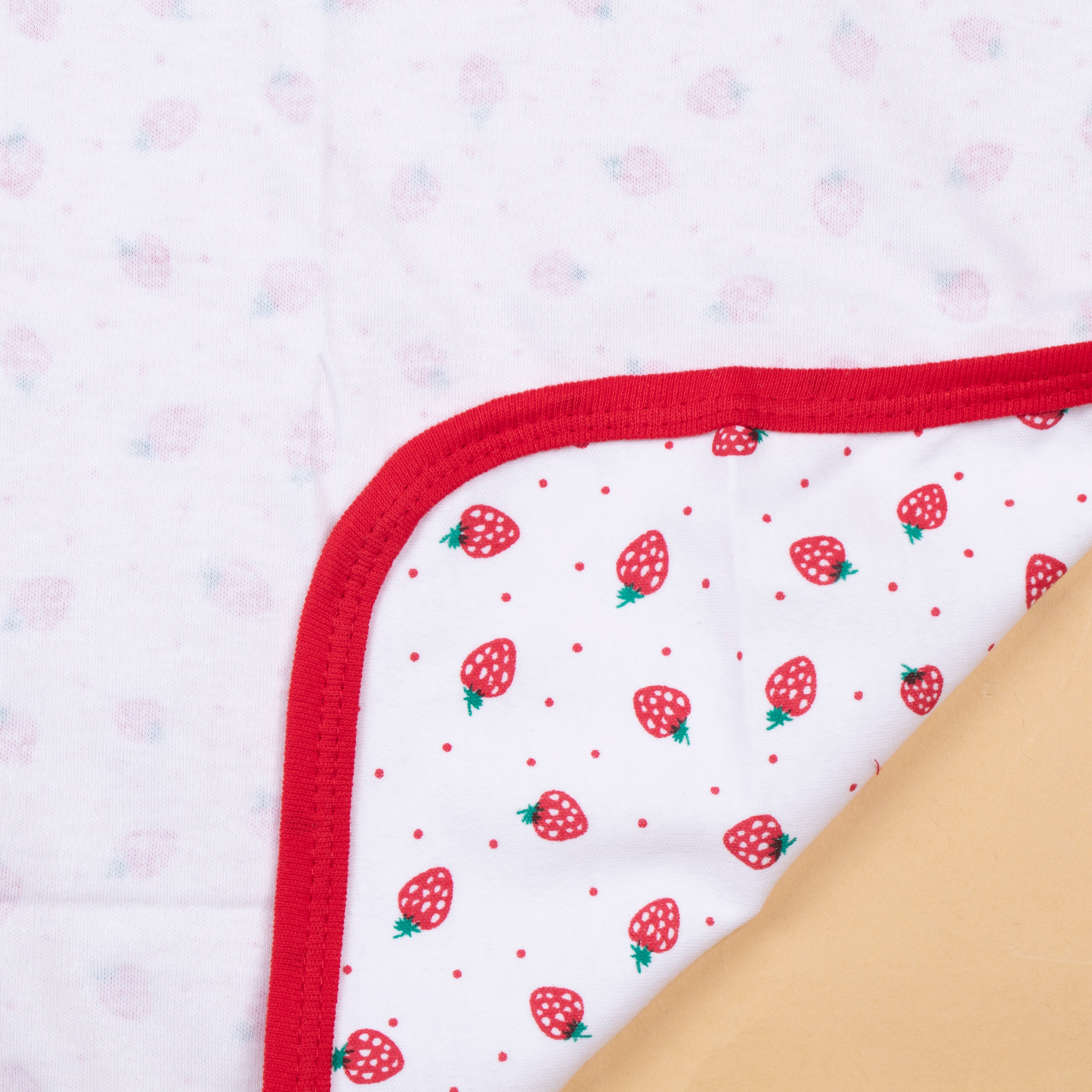 Interlock printed strawberry print hooded towel