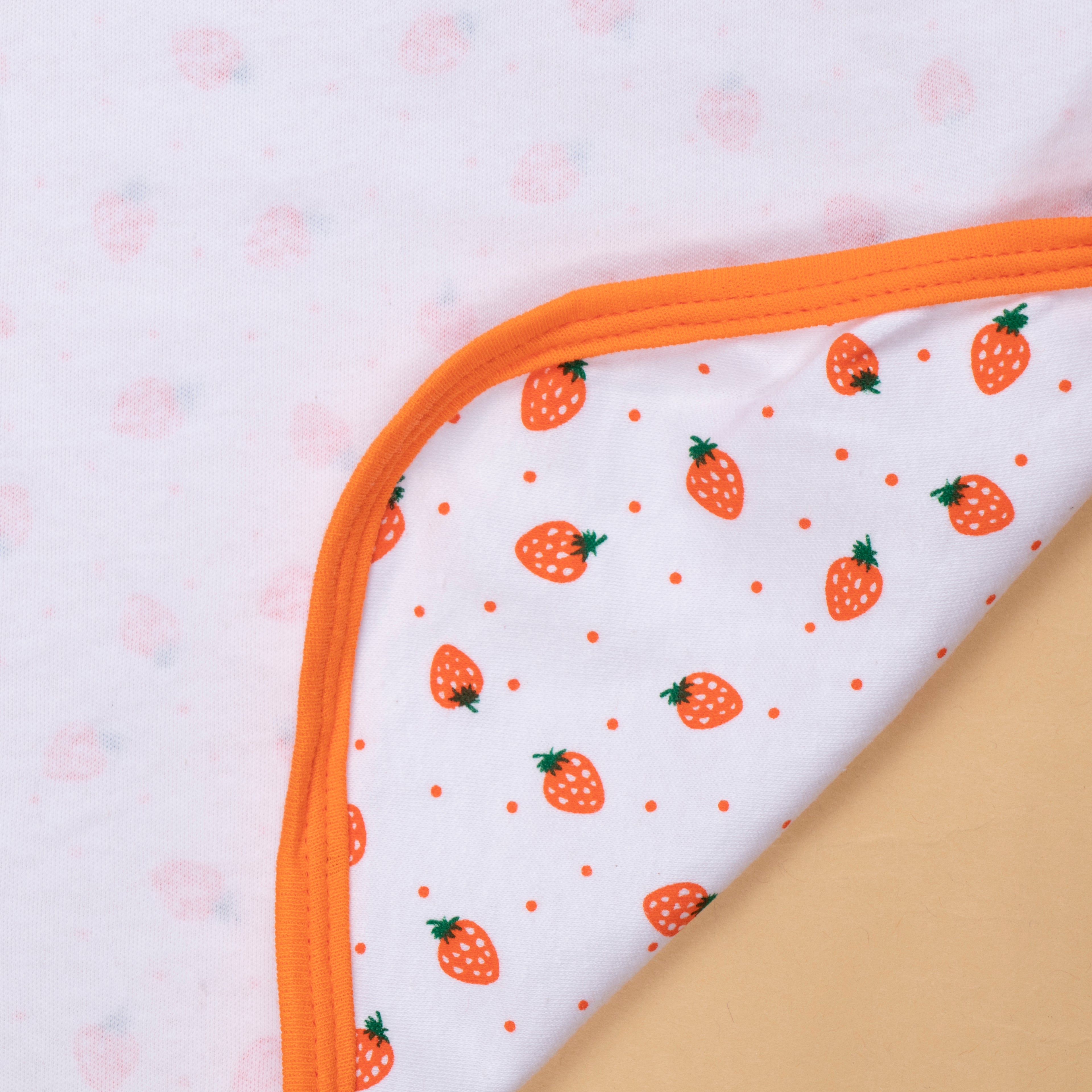 Interlock printed strawberry print hooded towel