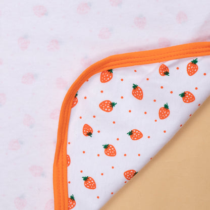 Interlock printed strawberry print hooded towel