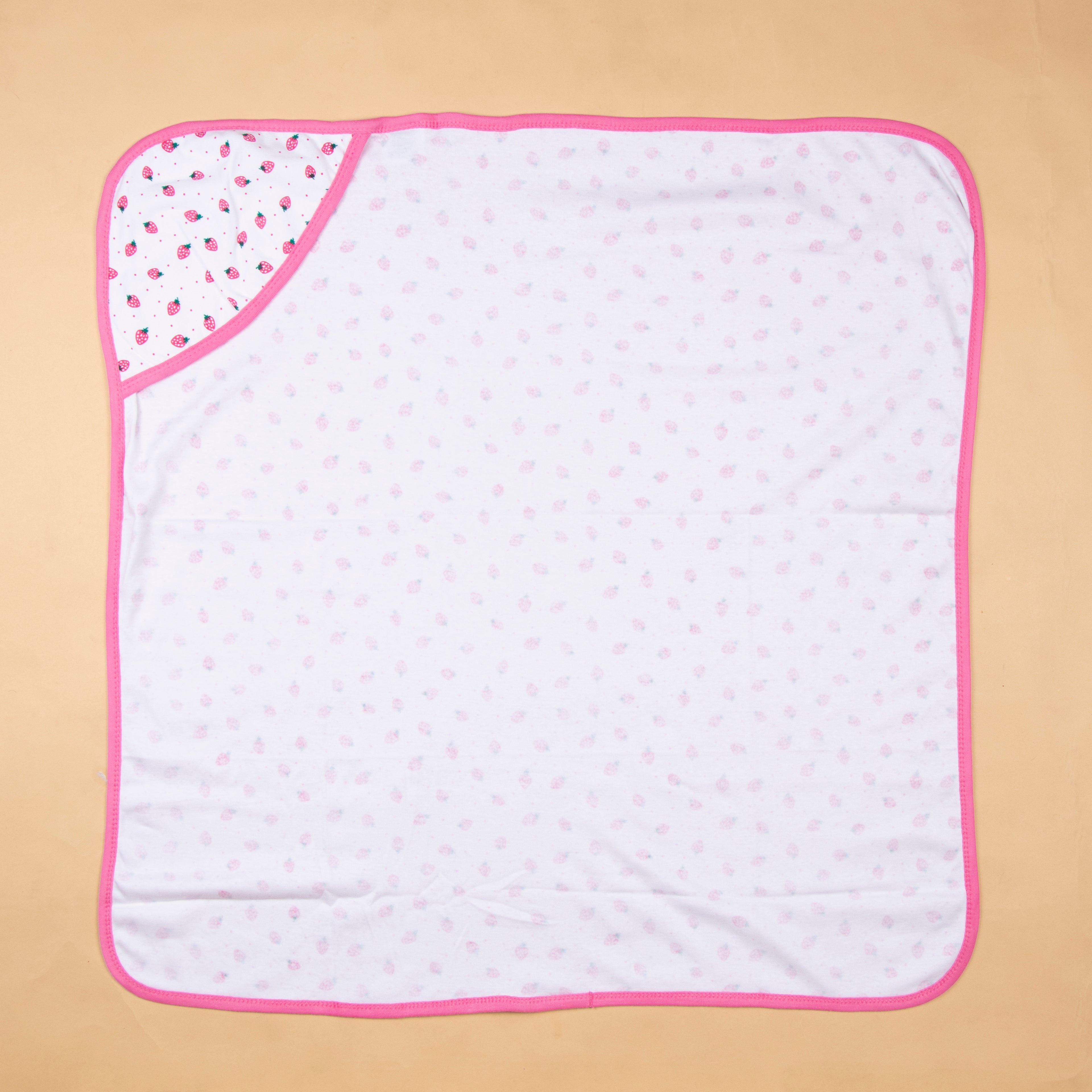 Interlock printed strawberry print hooded towel