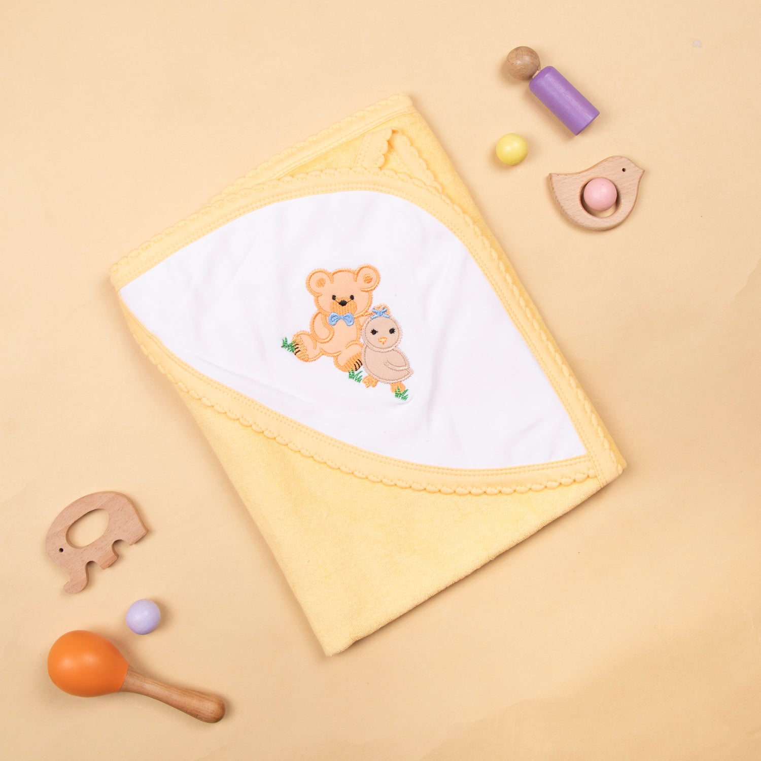 Tinycare soft double terry hooded baby towel