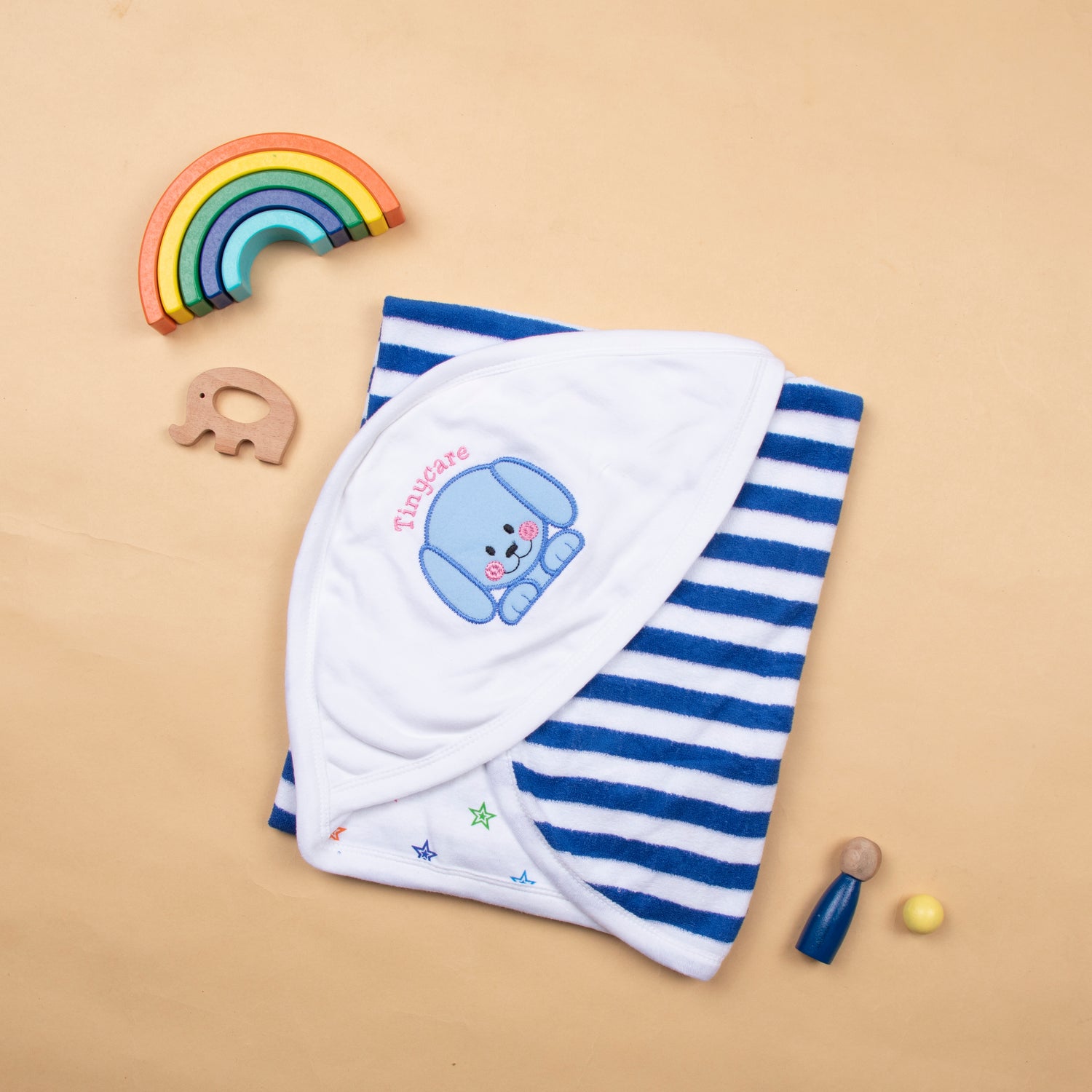 Tinycare Playful Stripes Hooded Baby Towel