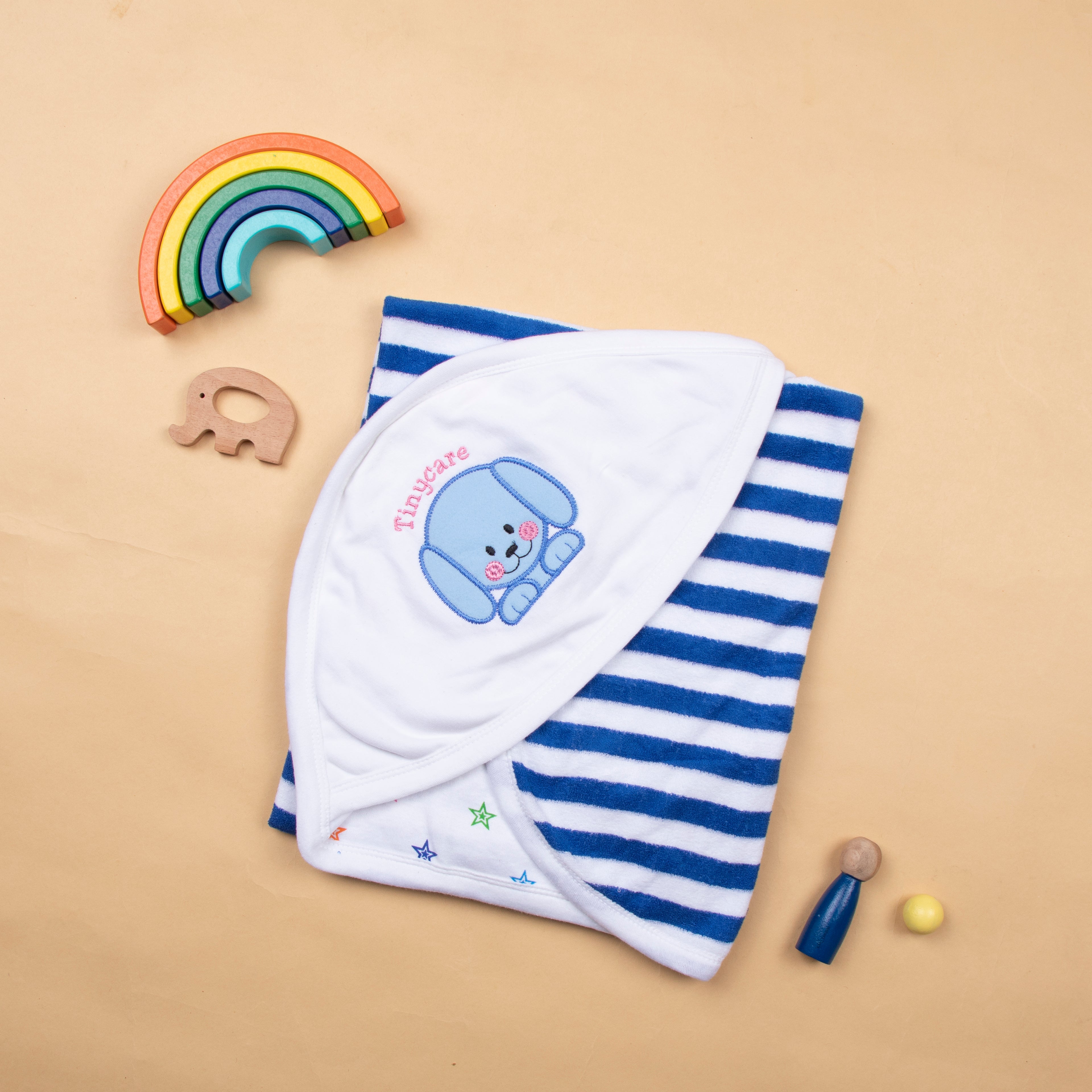 Tinycare Playful Stripes Hooded Baby Towel