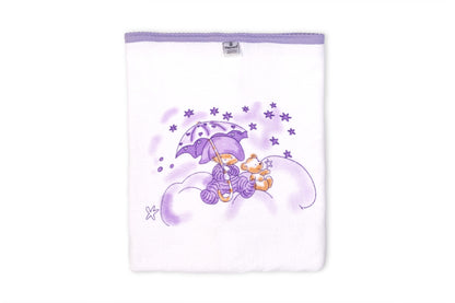 Soft and comfy terry cloth printed on white baby towel