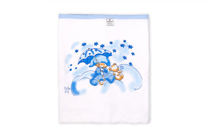 Soft and comfy terry cloth printed on white baby towel