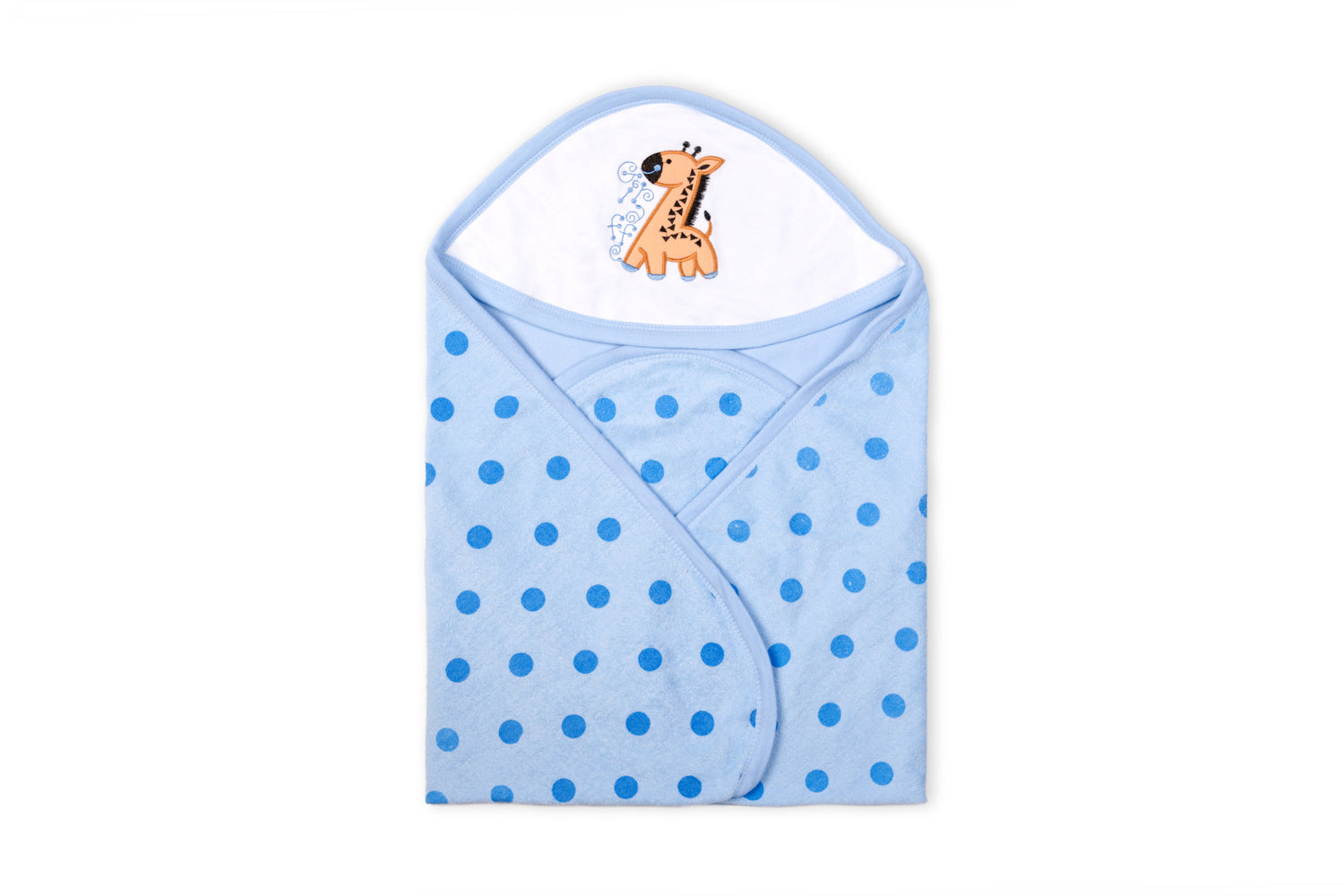 Soft interlock with terry baby hooded towel with polka dots