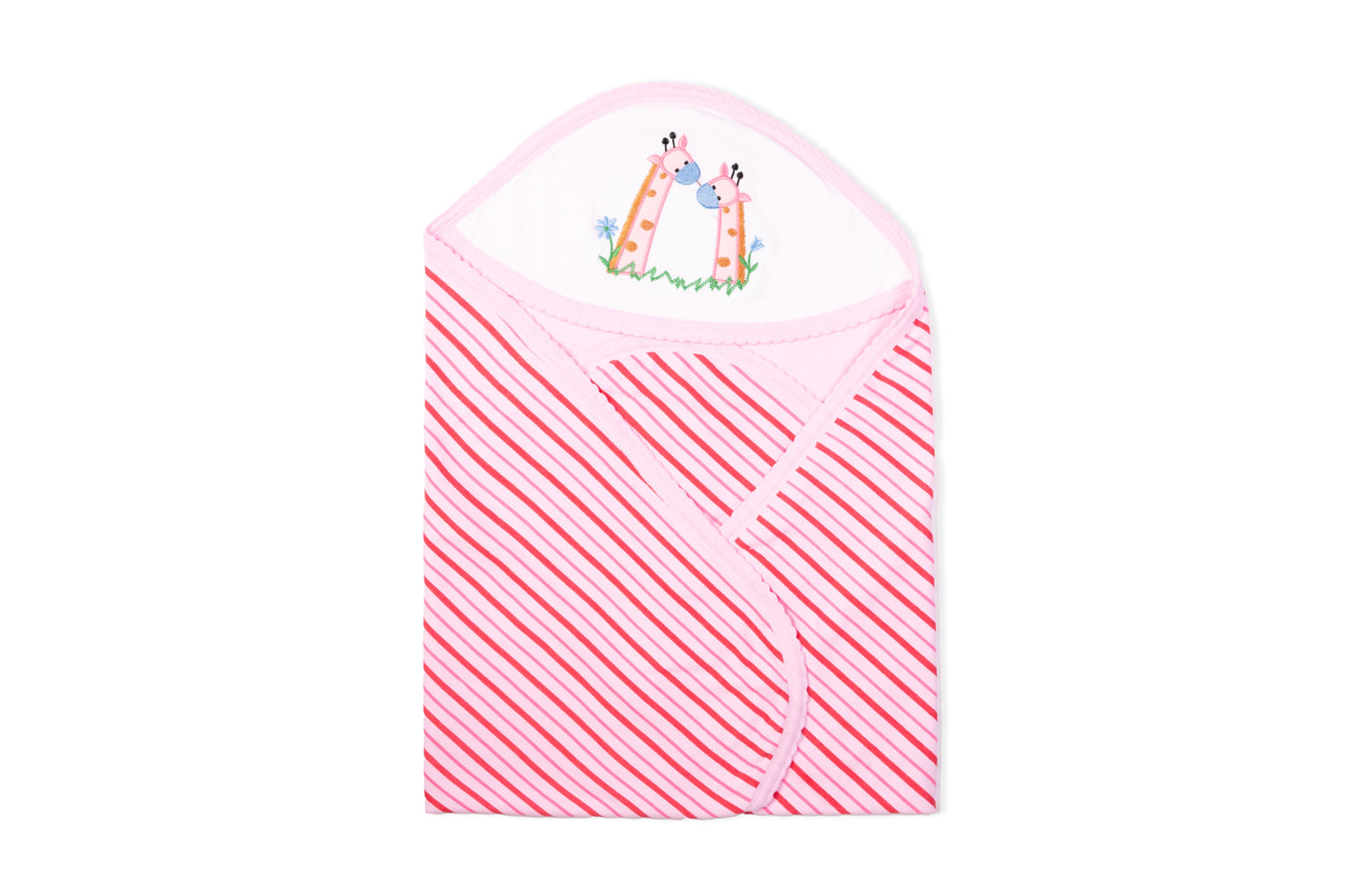 Baby Hooded Towel With Stripes made of double side soft interlock.