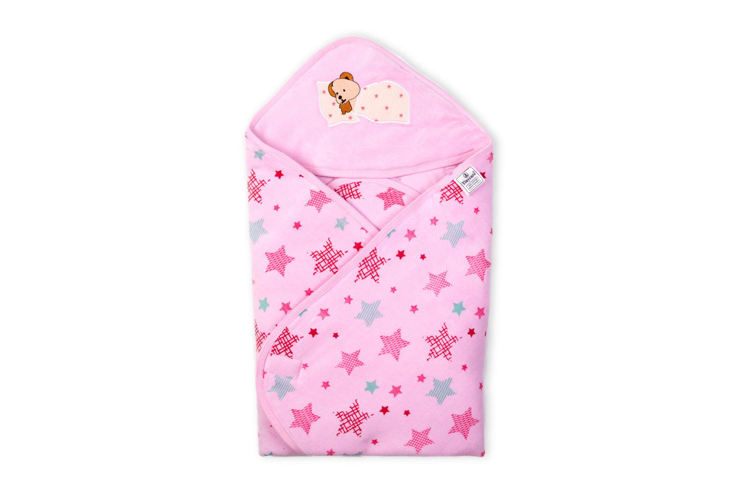 Color printed soft cotton hooded wrapper with velour material