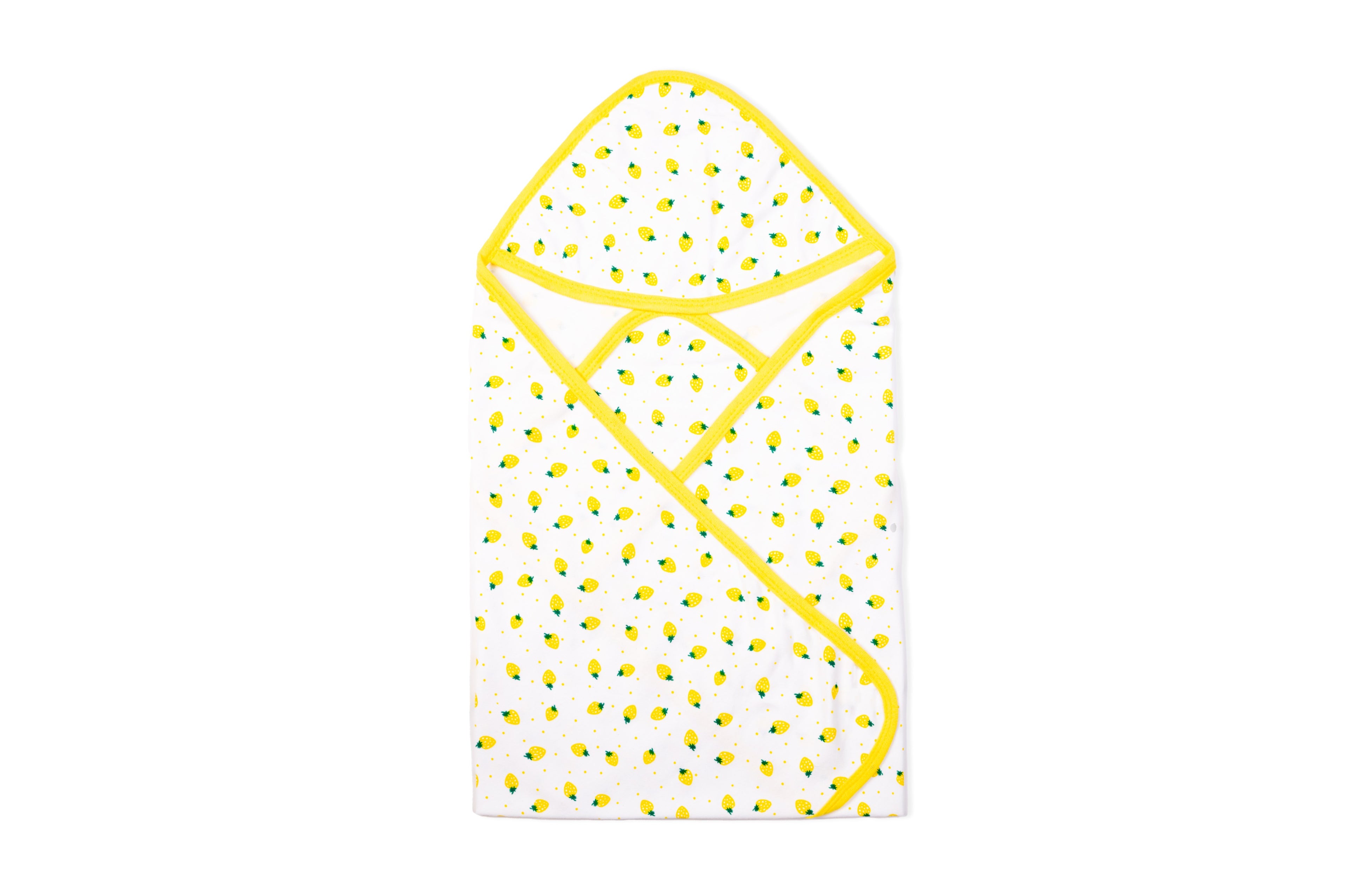 Interlock printed strawberry print hooded towel