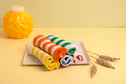 Face Napkins With Colored Stripes (Pack of 5)