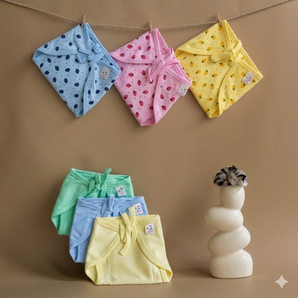 Tinycare Super Soft Knitted Color Printed Basic Langot with strings Cherry Printed
