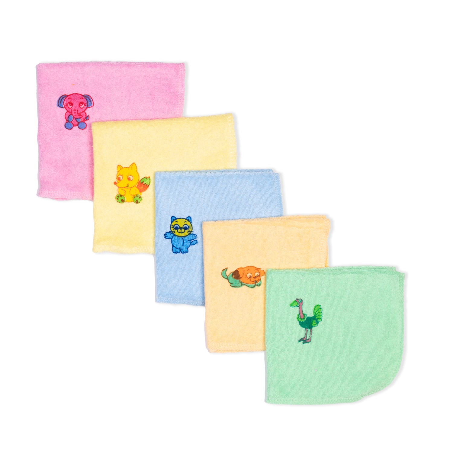 Solid Coloured Face Napkins With Animal Prints