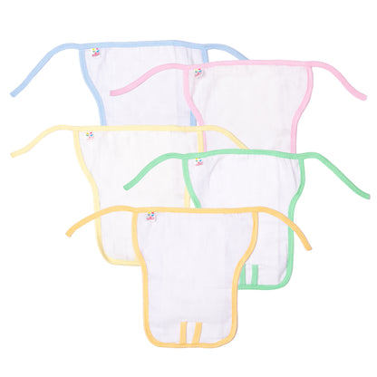 White Plain Reusable Baby Nappies With Coloured Borders (Pack of 5)
